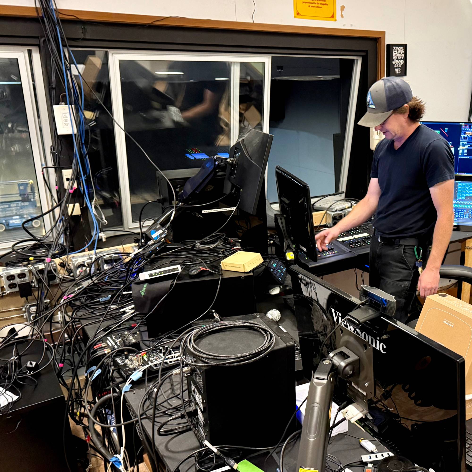 Ben Burrow at the Tidemark sound console on install day